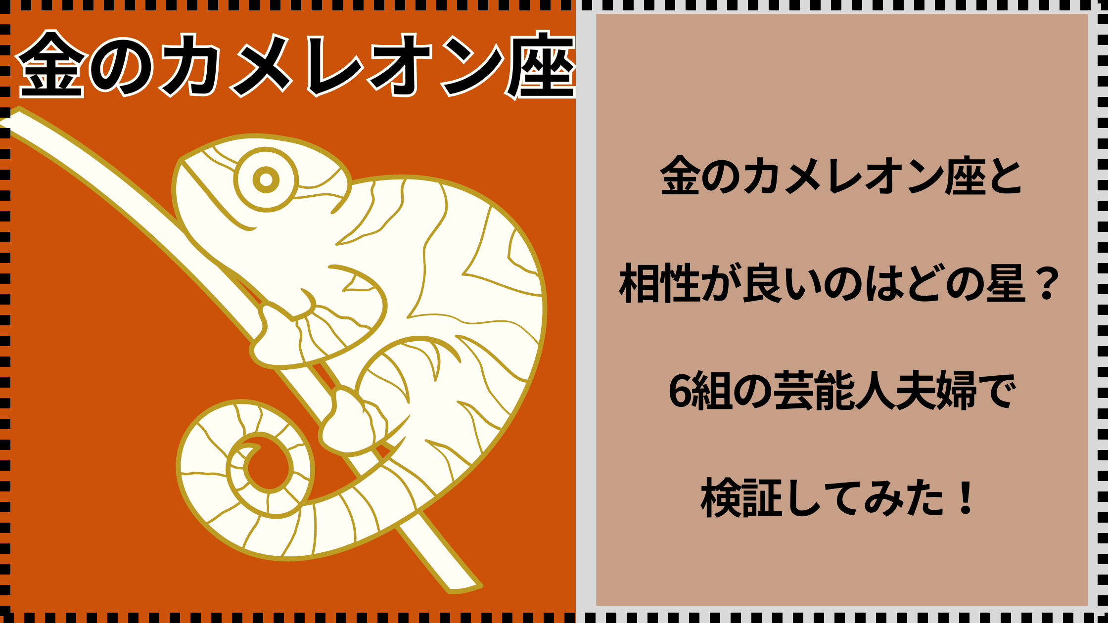 金のカメレオン座と相性が良いのはどの星？6組の芸能人夫婦で検証してみた！